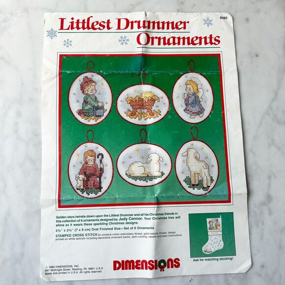 Dimensions Littlest Drummer Ornaments Christmas Counted Cross Stitch Kit - Picture 1 of 6